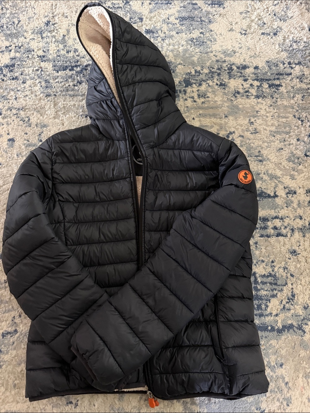 SAVE THE DUCK Black Quilted Hooded Puffer Jacket